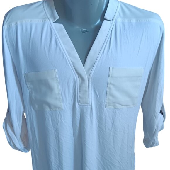 Men's Large Shirt Calvin Klein White Roll Sleeve Y2K Club Night Dancer - Picture 1 of 5